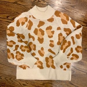 ORANGE LEOPARD PRINT SWEATER